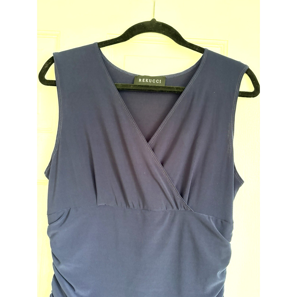 Rekucci Faux Wrap Dress Ruched Sheath Crossover Office Business Casual | 12P